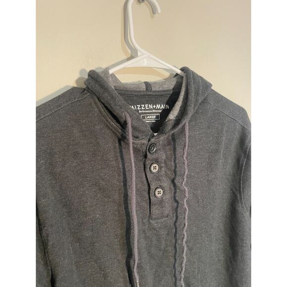Mizzen+Main Henley Hoodie Men's XL Pullover Fairway Charcoal Heather Gray - Picture 2 of 8